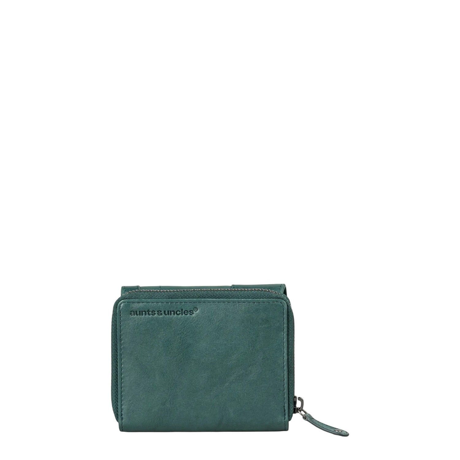 Lieblingstasche Lotta dark green leather wallet with a zip-around closure and embossed aunts & uncles logo