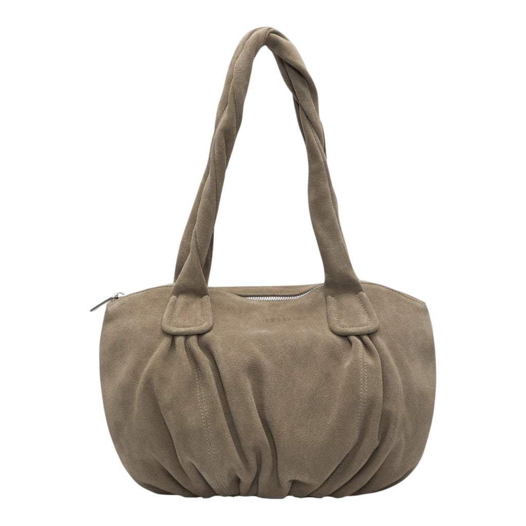 Lieblingstasche Lucy Shopper S in taupe suede leather with a unique twisted handle and gathered design