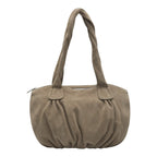 Lieblingstasche Lucy Shopper S in taupe suede leather with a unique twisted handle and gathered design