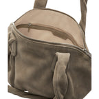 Lieblingstasche Lucy Shopper S in taupe suede leather with a zippered main compartment and interior pocket