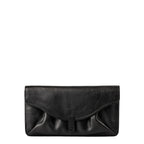 Lieblingstasche Mabel black leather clutch bag with a soft gathered design and a sleek magnetic front closure