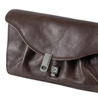Lieblingstasche Mabel dark brown leather clutch with a unique metal clasp closure and soft gathered texture