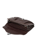 Lieblingstasche Mabel dark brown leather wallet with open interior, multiple card slots, and a secure metal clasp.