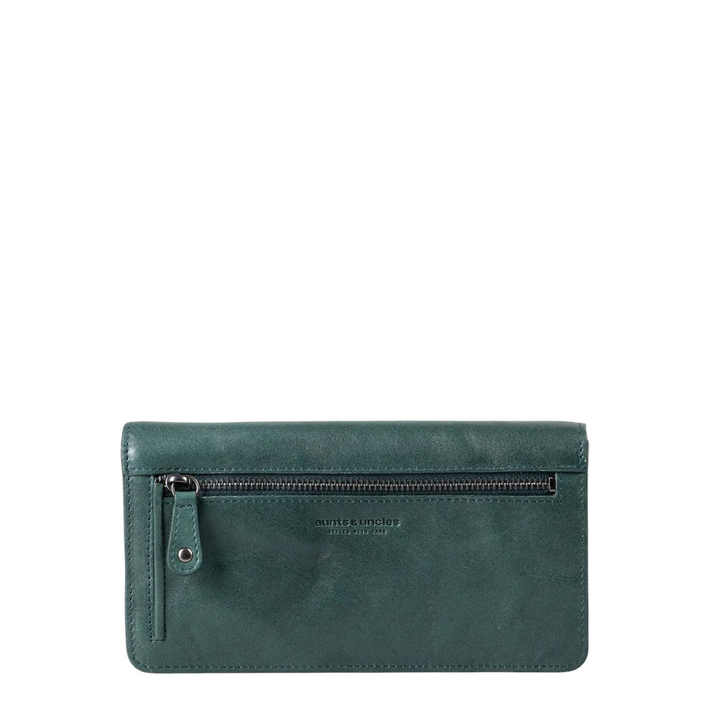 Lieblingstasche Mabel dark green leather wallet with a back zippered pocket and embossed logo detail