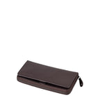 Lieblingstasche Maple dark brown leather wallet with a secure wrap-around zip closure and slim rectangular design.
