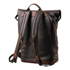 Lieblingstasche Matsuyama dark brown rolltop backpack with padded shoulder straps and leather accents