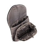 Lieblingstasche metallic silver leather purse with a kiss-lock clasp and patterned interior lining