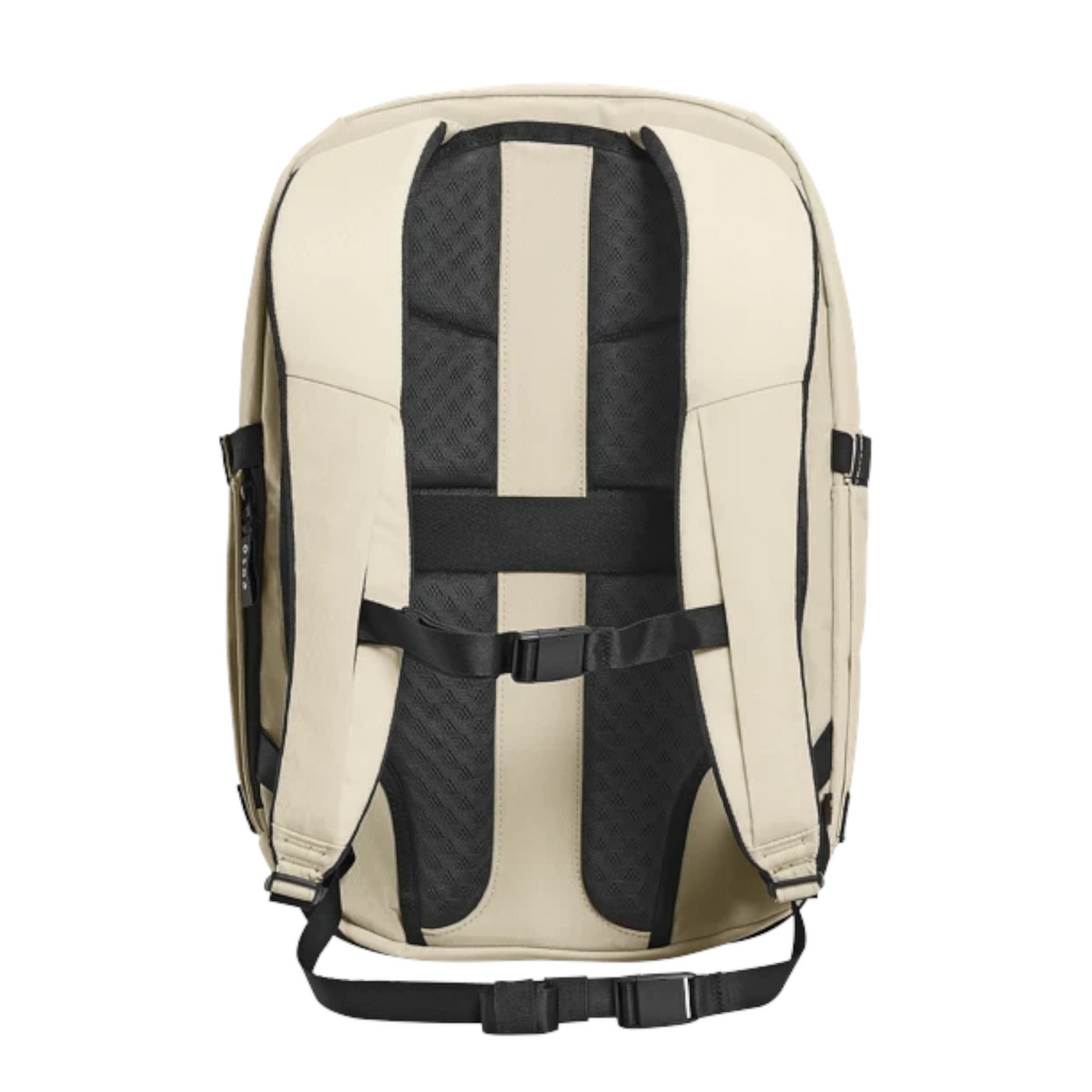 Back view of the Lieblingstasche Midi20 beige city backpack with padded shoulder straps and breathable back panel