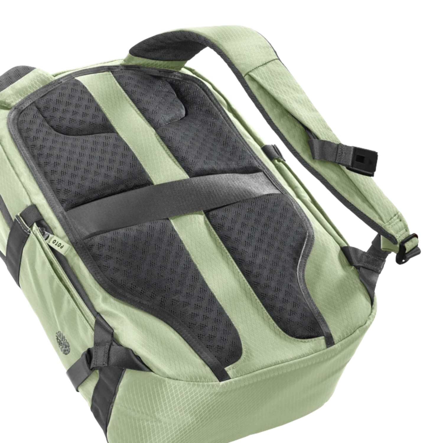 Lieblingstasche Midi20 sage green city backpack showing the breathable padded back panel and adjustable straps