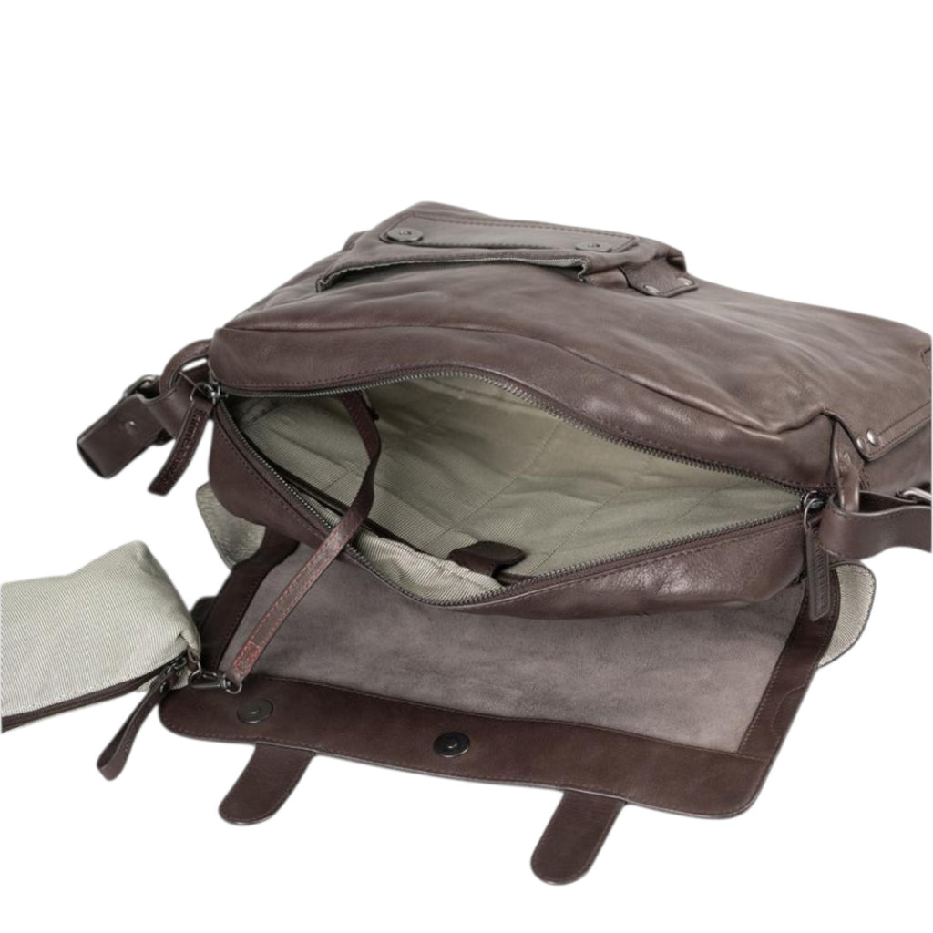 Lieblingstasche Miss Applepie dark brown leather messenger bag with open main compartment and fabric lining