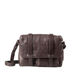 Lieblingstasche Miss Applepie dark brown leather messenger bag with flap closure and adjustable shoulder strap