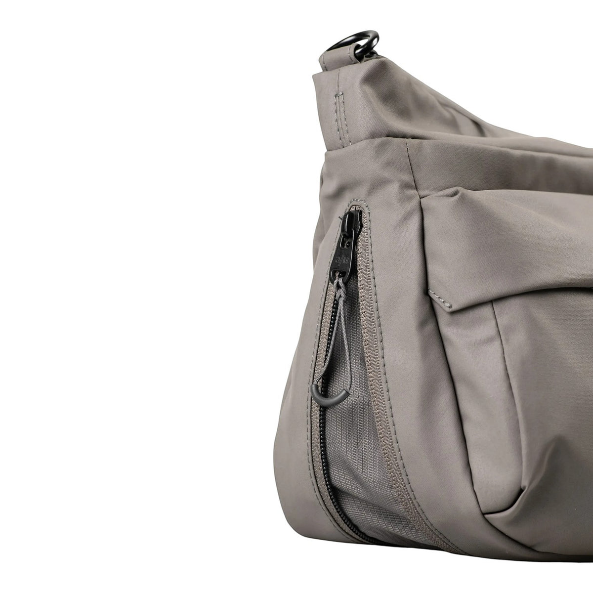 Lieblingstasche Mogami RE lite grey crossbody bag with side zipper detail and durable synthetic fabric