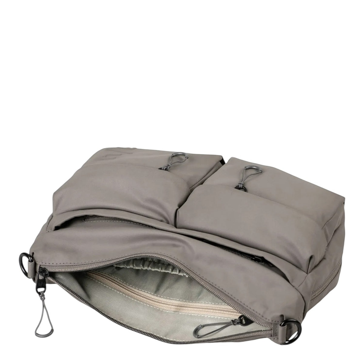 Lieblingstasche Mogami RE lite grey nylon crossbody bag with multiple front pockets and zipper closure