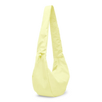 Lieblingstasche Moon Bag Ruffle Large in pale yellow with a slouchy crescent shape and adjustable drawstring detail.