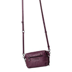 Lieblingstasche Mrs. Cannoli purple leather crossbody bag with adjustable strap and back zipper pocket