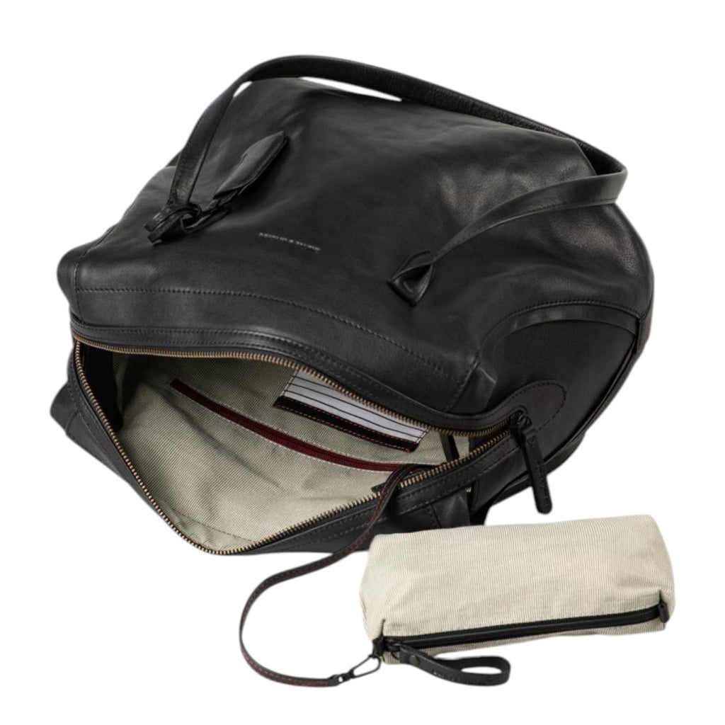 Lieblingstasche Mrs. Florentine black leather handbag with open main compartment and matching small accessory pouch