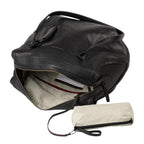 Lieblingstasche Mrs. Florentine black leather handbag with open main compartment and matching small accessory pouch