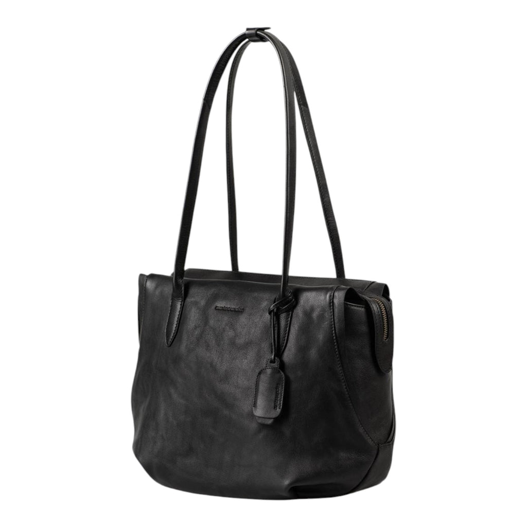 Lieblingstasche Mrs. Florentine black leather shoulder bag with long straps and a minimalist design