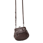 Lieblingstasche Mrs. Fortune Cookie dark brown leather crossbody bag with a vintage-style kiss-lock clasp
