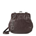 Lieblingstasche Mrs. Fortune Cookie dark brown leather handbag with a vintage kiss-lock closure and chain detail