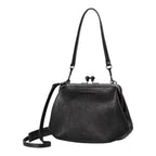 Lieblingstasche Mrs. Pizzelle black leather handbag with a vintage-style kiss-lock clasp and adjustable shoulder strap