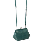 Lieblingstasche Mrs. Pizzelle dark green leather crossbody bag with vintage-style kiss-lock clasp