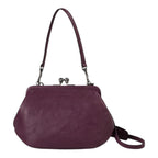 Lieblingstasche Mrs. Pizzelle purple leather handbag with a vintage-style kiss-lock clasp and shoulder strap.