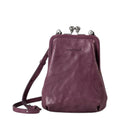 Lieblingstasche Mrs. Sugar Pop purple leather crossbody bag with a vintage-style metal kiss-lock clasp