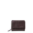 Lieblingstasche Myrtle dark brown leather wallet with a zip-around closure and embossed logo detail.