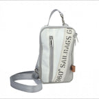 Lieblingstasche Nautik crossbody bag in white and grey recycled sailcloth with adjustable shoulder strap