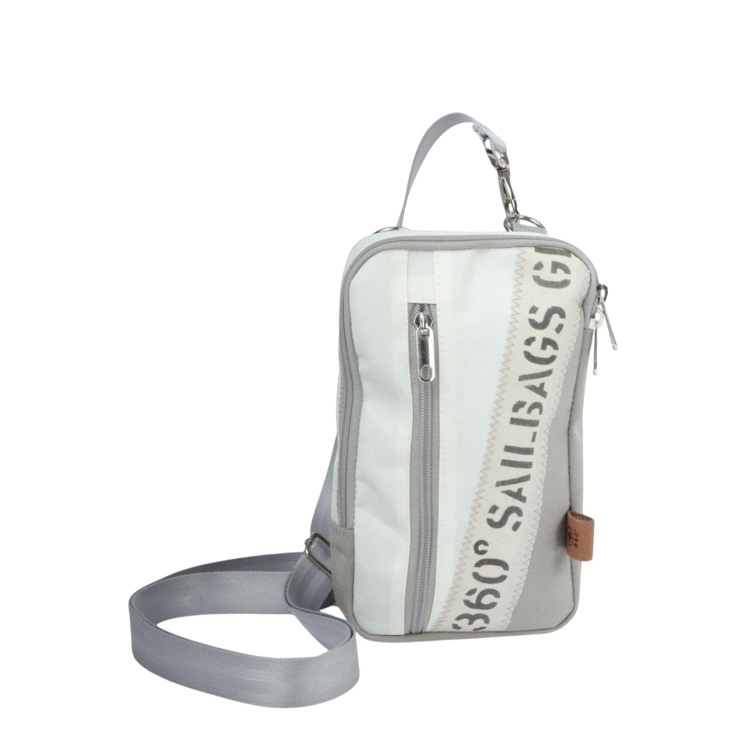 Lieblingstasche Nautik crossbody bag in white and grey recycled sailcloth with adjustable shoulder strap