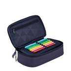 Lieblingstasche Pack Set navy blue pencil case with internal organizer flap and colorful felt tip pens