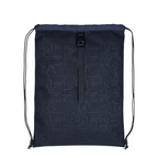 Lieblingstasche navy blue drawstring backpack with a subtle circuit board pattern and a central buckle strap closure.