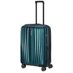 Lieblingstasche NEXIS Spinner 70/26 Exp suitcase in metallic teal with a hard shell, telescopic handle, and 4 wheels.