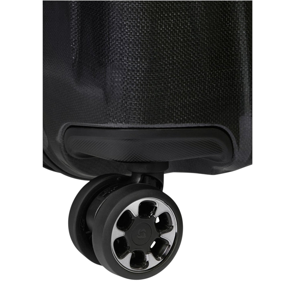 Lieblingstasche NEXIS Spinner 70/26 Exp suitcase black textured shell with durable double spinner wheel detail