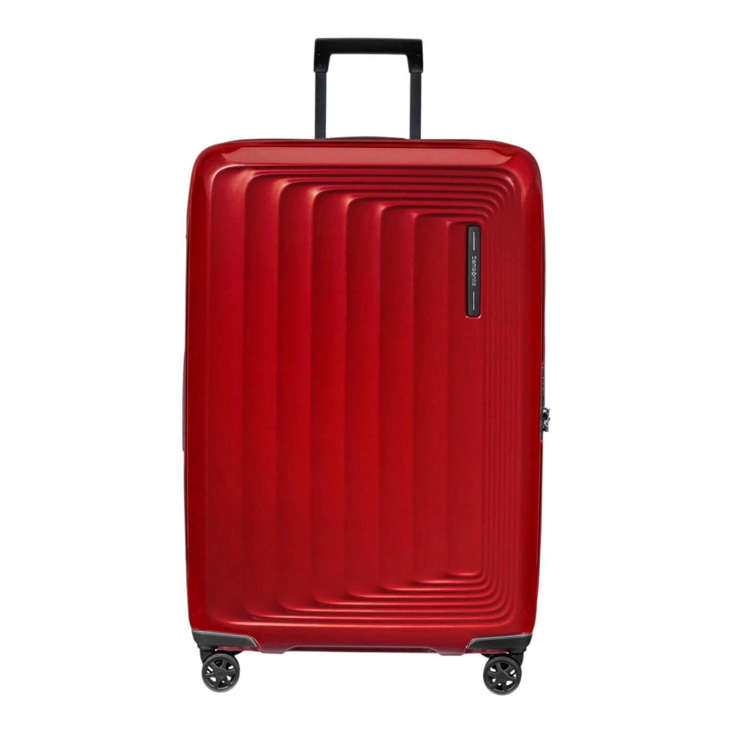 Lieblingstasche NUON Spinner 75/28 hard shell suitcase in vibrant red with a textured wave design and four wheels