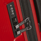 Lieblingstasche NUON Spinner 69/25 red suitcase featuring a secure integrated TSA combination lock and zipper pulls