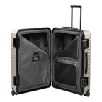 Lieblingstasche OVERSEAS 4w Trolley L in beige with open interior featuring zippered compartments and packing dividers