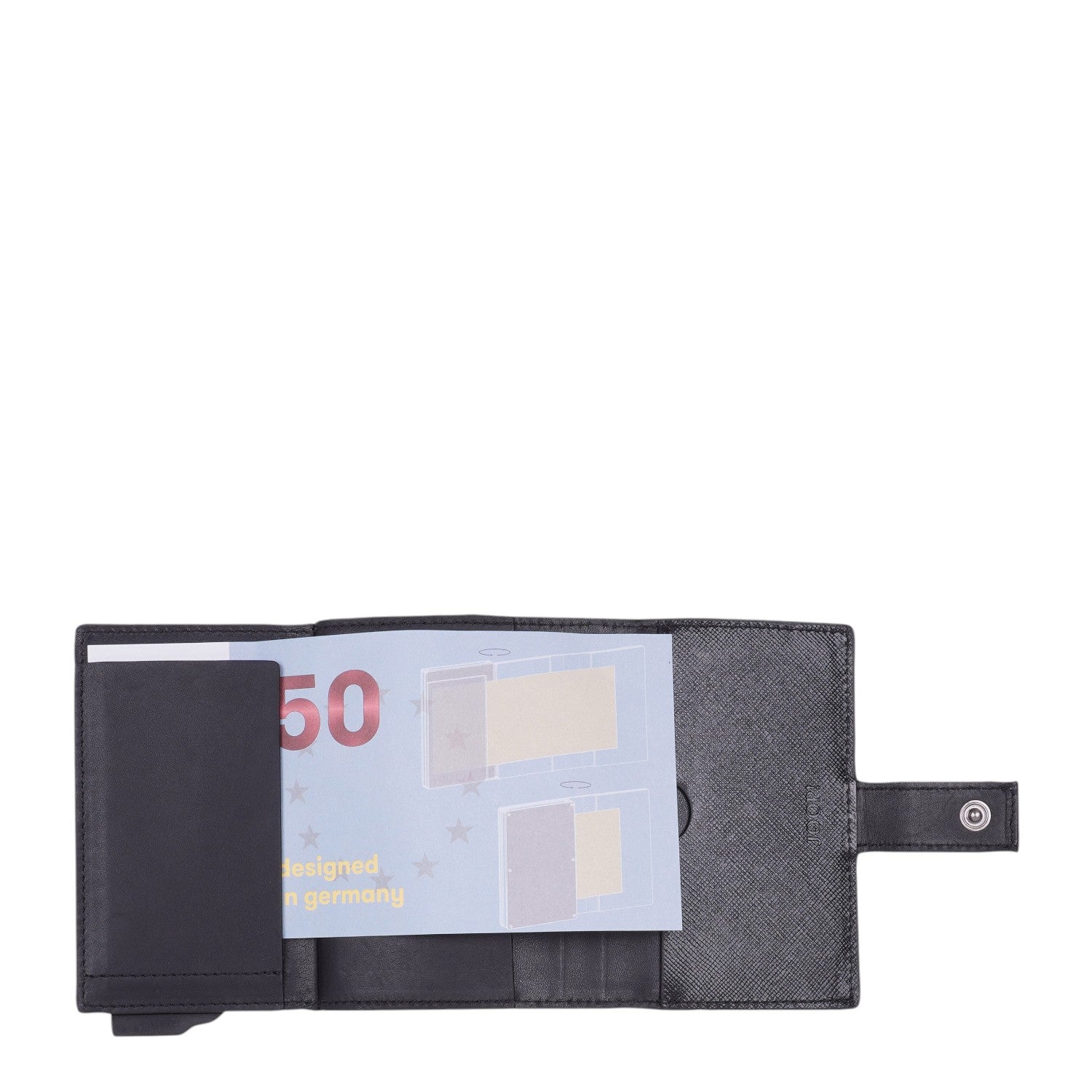 Lieblingstasche Pero C-Three E-Cage SV8 black leather wallet with card ejector and snap closure