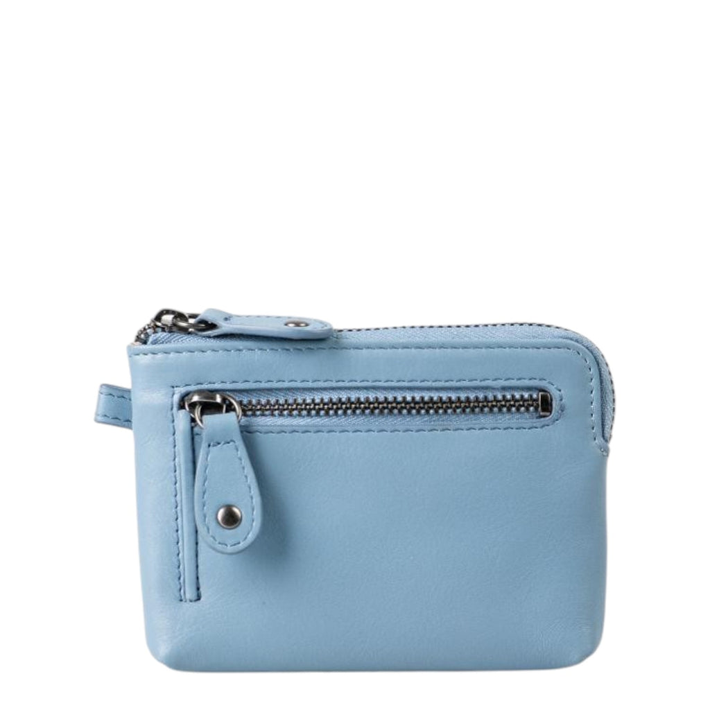 Lieblingstasche Physalis light blue leather coin purse with front zipper pocket