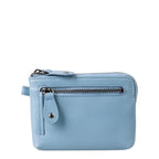 Lieblingstasche Physalis light blue leather coin purse with front zipper pocket