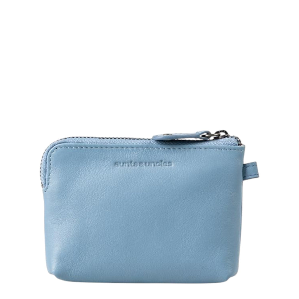 Lieblingstasche Physalis light blue leather coin purse with a top zipper closure