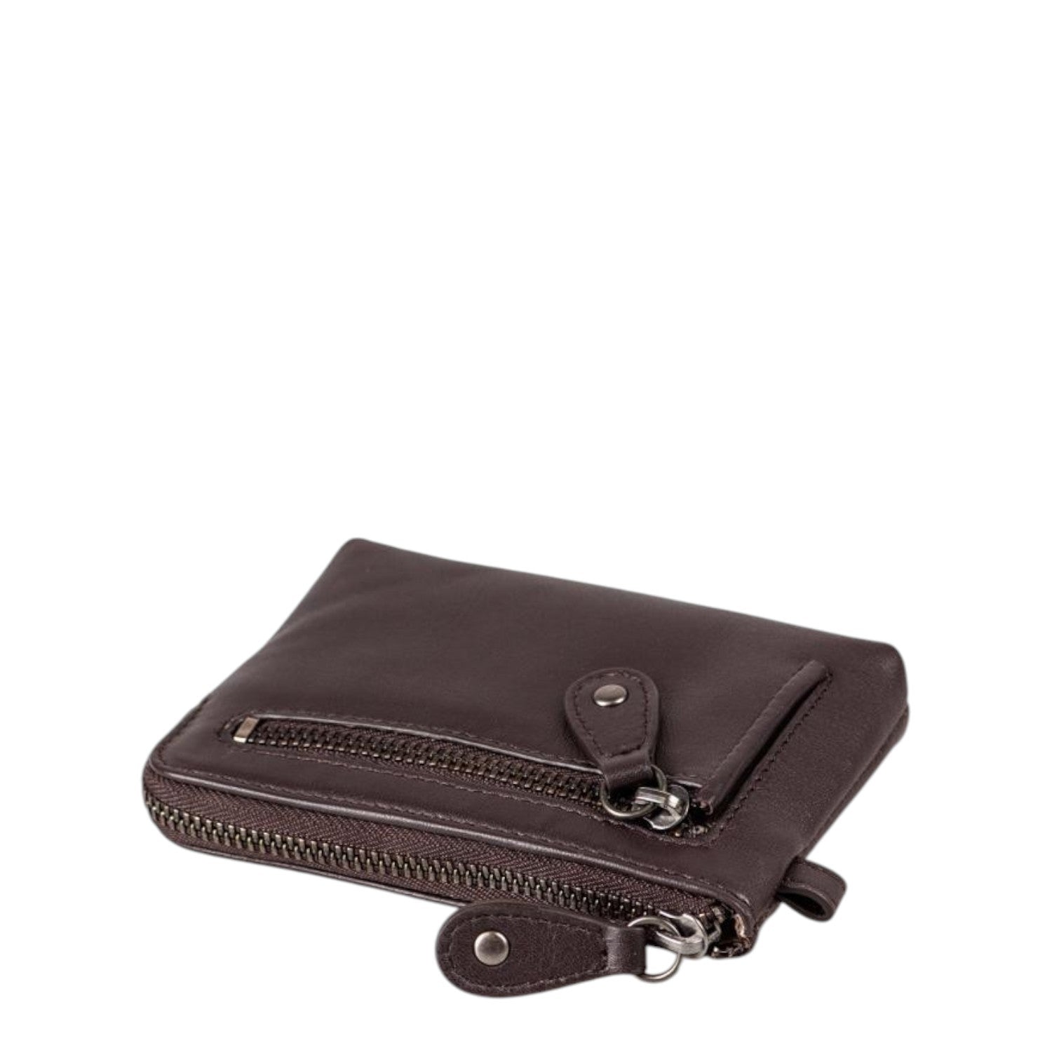 Lieblingstasche Physalis dark brown leather coin purse with a secure zippered pocket and metal hardware details.