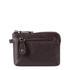 Lieblingstasche Physalis dark brown leather coin purse with front zipper pocket and metal hardware