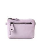 Lieblingstasche Physalis light purple leather coin purse with a front zippered pocket and silver hardware