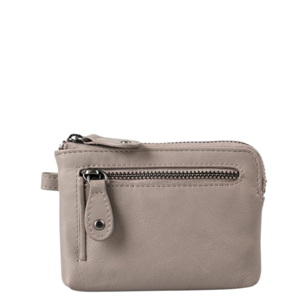 Lieblingstasche Physalis taupe leather coin purse with front zipper pocket and silver hardware