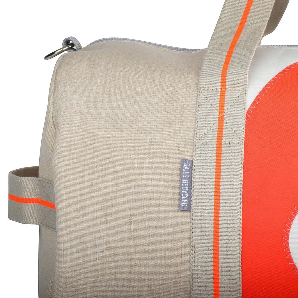 Lieblingstasche Pirat bag made from recycled beige and orange sailcloth with reinforced canvas straps