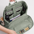 Lieblingstasche Pro Pack sage green laptop backpack with open main compartment, internal organizers, and bottle pocket