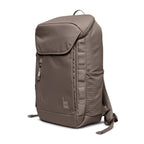 Lieblingstasche Pro Pack taupe backpack with zippered front pocket and side mesh pockets.
