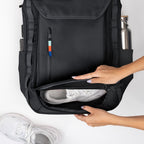 Lieblingstasche Pro Pack Travel black backpack with integrated shoe compartment and recycled plastic material